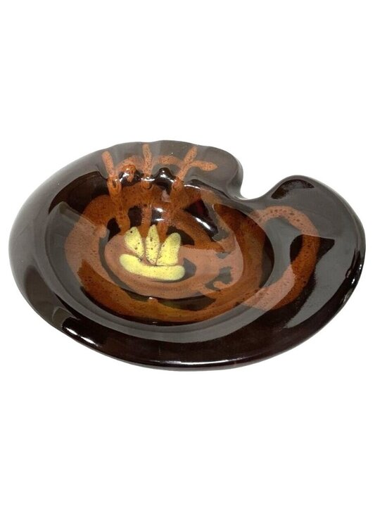 Plymouth Products Other - Vintage Plymouth Products Ceramic Ashtray Brown & Orange Handmade Glaze Decor Di